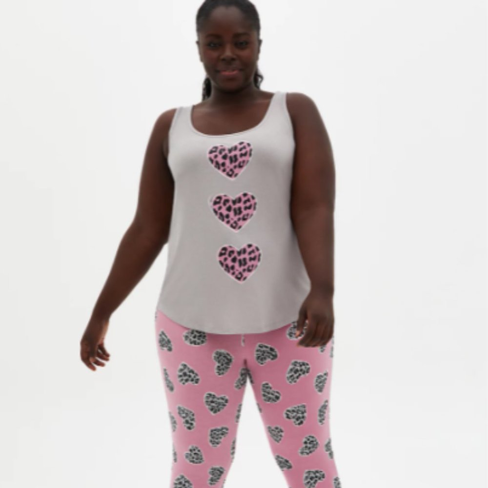 Rib Grey Hearts Sleep Tank(New w/o Tags)